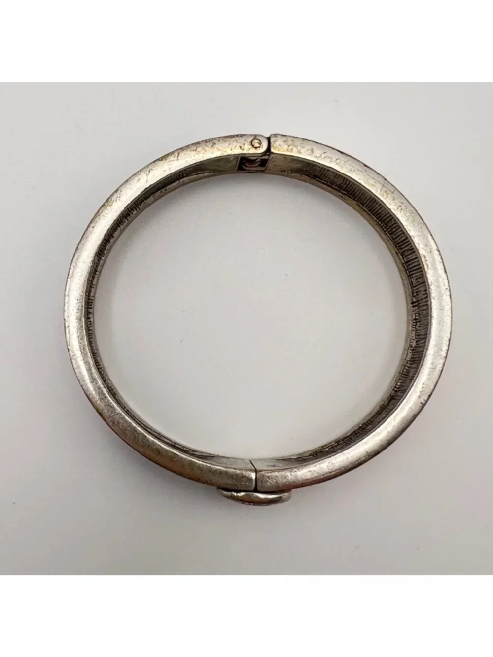 BCBGeneration Black Cream Enamel Hinged Bangle Bracelet 6.5